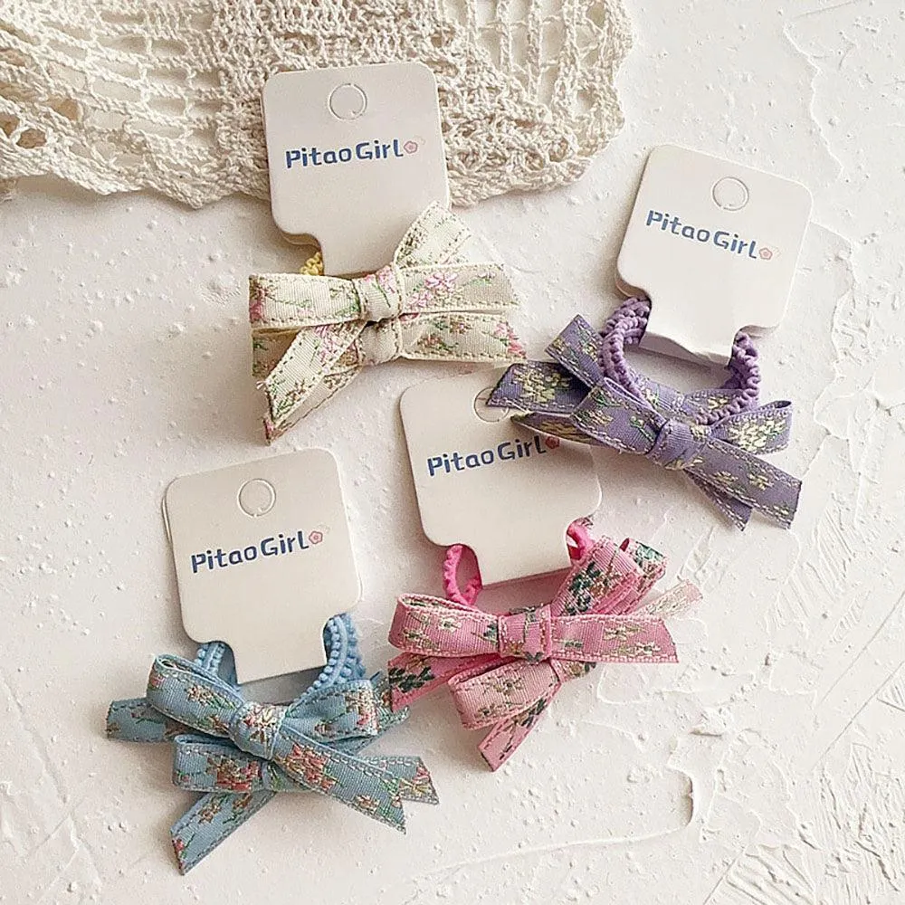 Ethnic style embroidered lady style children's pair of bow hair ties, textured hair accessories, popular hair salons, styling hair accessories