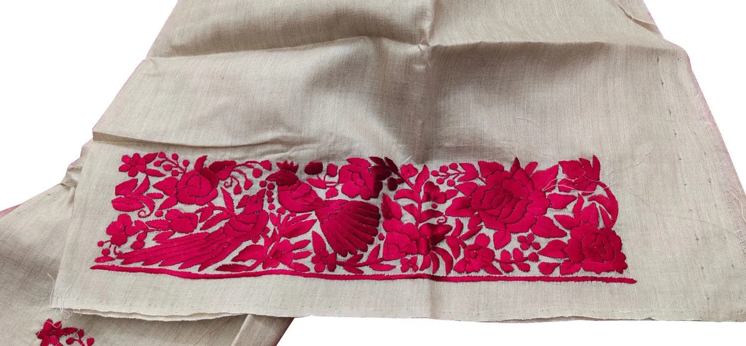 Exquisite Parsi Gara Tussar Silk Saree: Elegant Pastel Hand Embroidery
