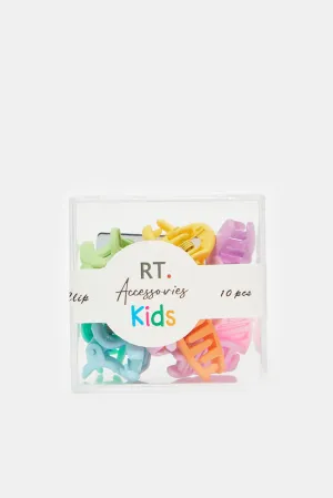 Girls Assorted Solid Hair Clip (10 Piece)