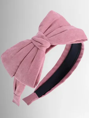 Girls Pink Velvet Bow Headband