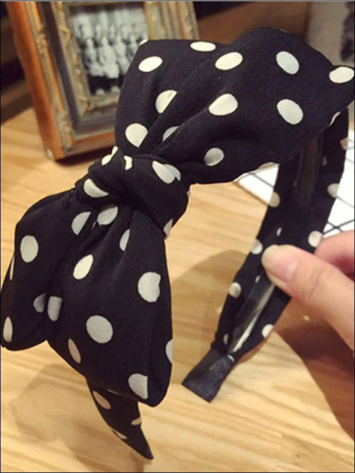 Girls Printed Large Bow Big Polka Dot Headband