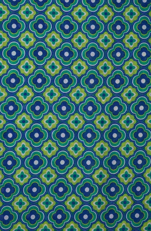 Green Geometric Pattern Printed Georgette Fabric