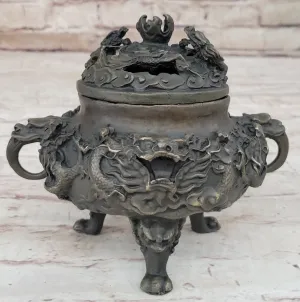 Handcrafted bronze sculpture SALE Incense Dragon Gilded Favorites Folk China