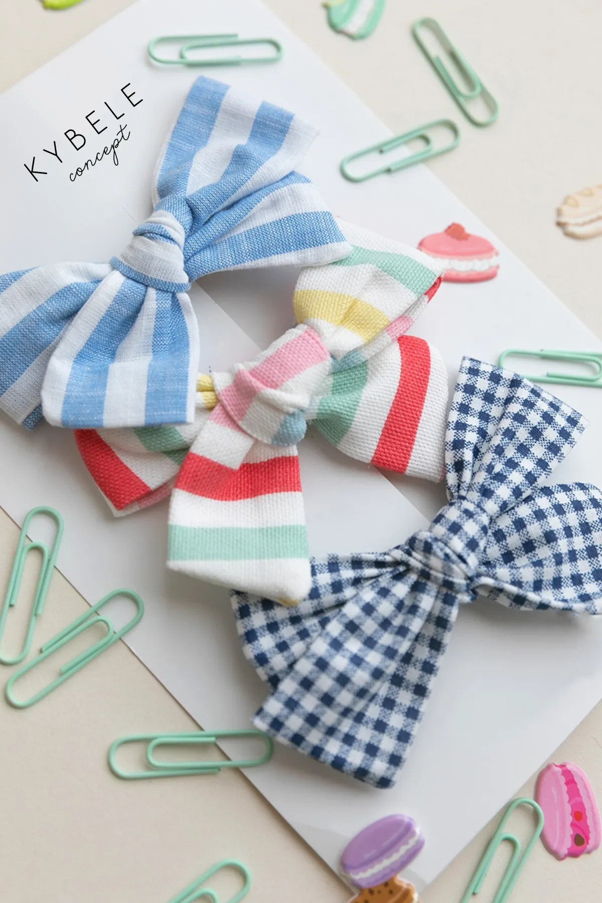 Handmade Gingham Ribbons Hair Clip Set of 3