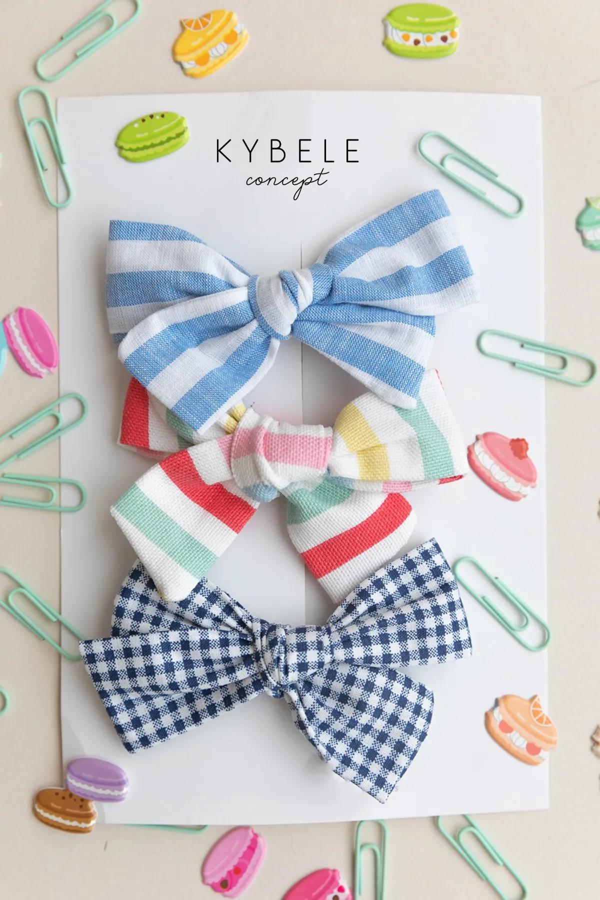 Handmade Gingham Ribbons Hair Clip Set of 3