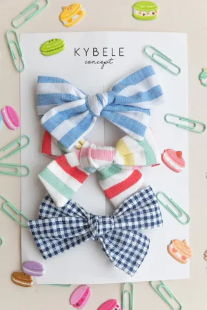Handmade Gingham Ribbons Hair Clip Set of 3