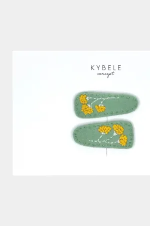 Handmade Mimosa Embroidered Felt Hair Clip Set of 2