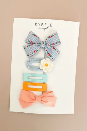 Handmade Ribbons & Flowers Hair Clip Set of 5