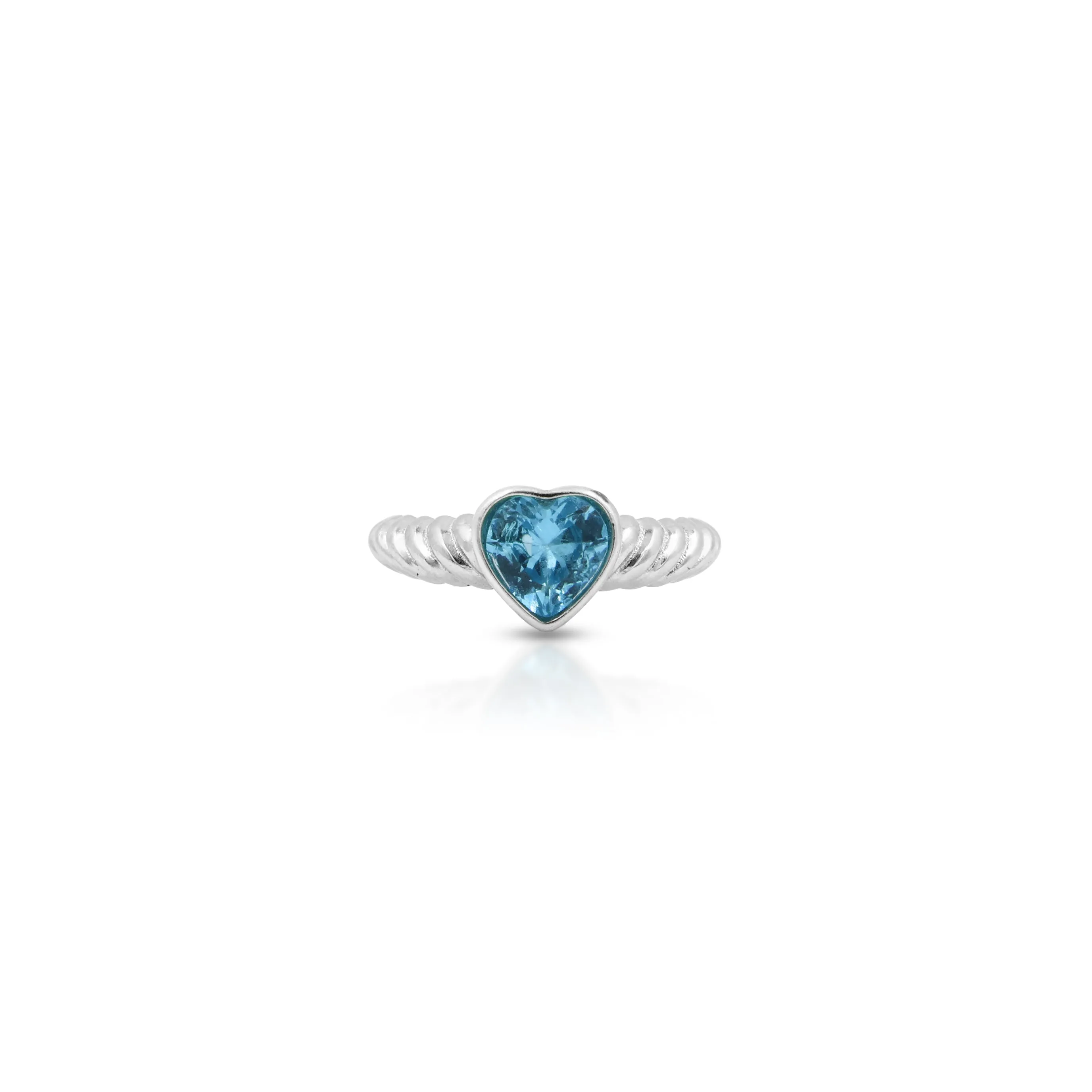 Heart Shape Blue Stone Sterling Silver Ring