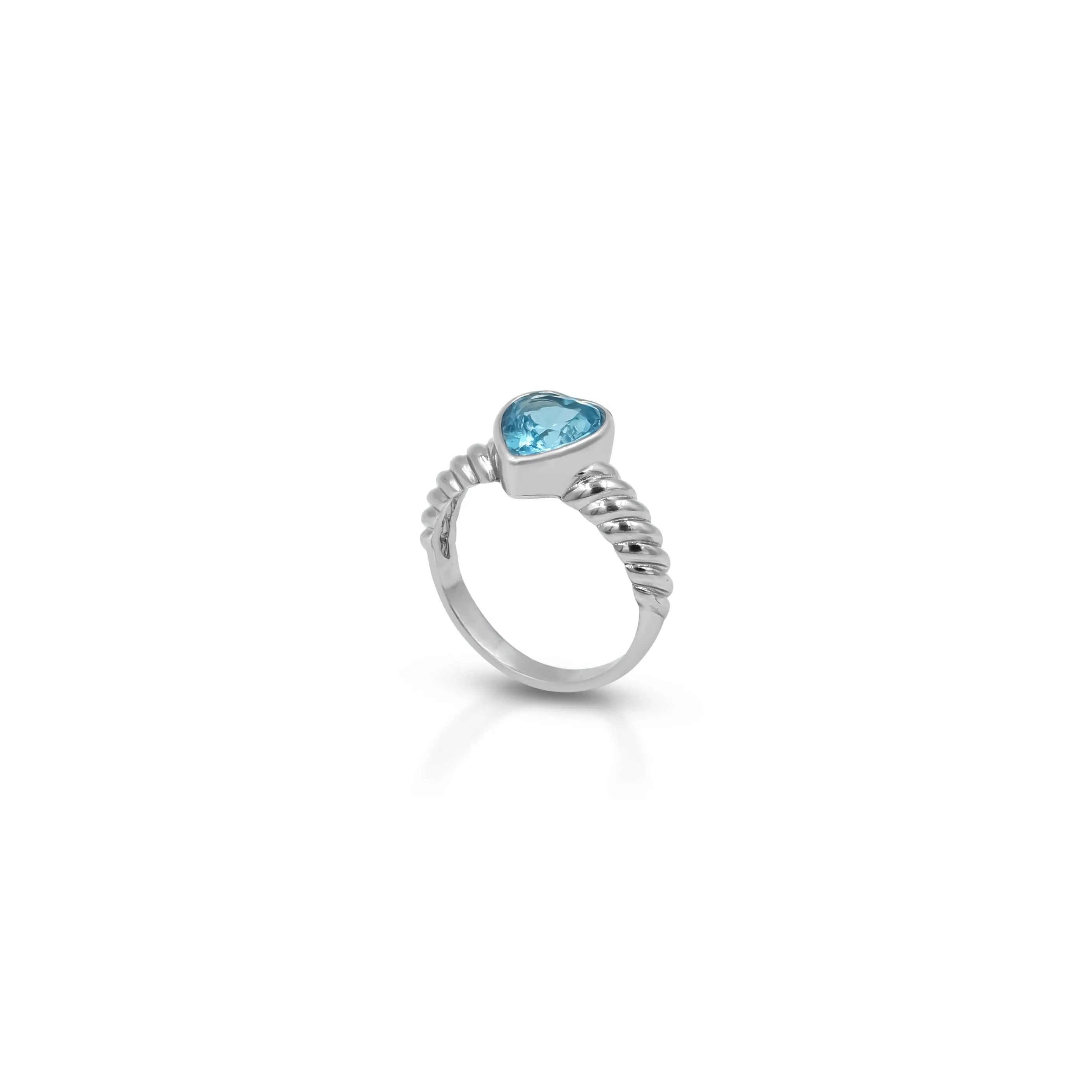 Heart Shape Blue Stone Sterling Silver Ring