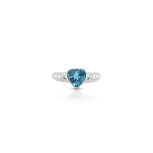 Heart Shape Blue Stone Sterling Silver Ring