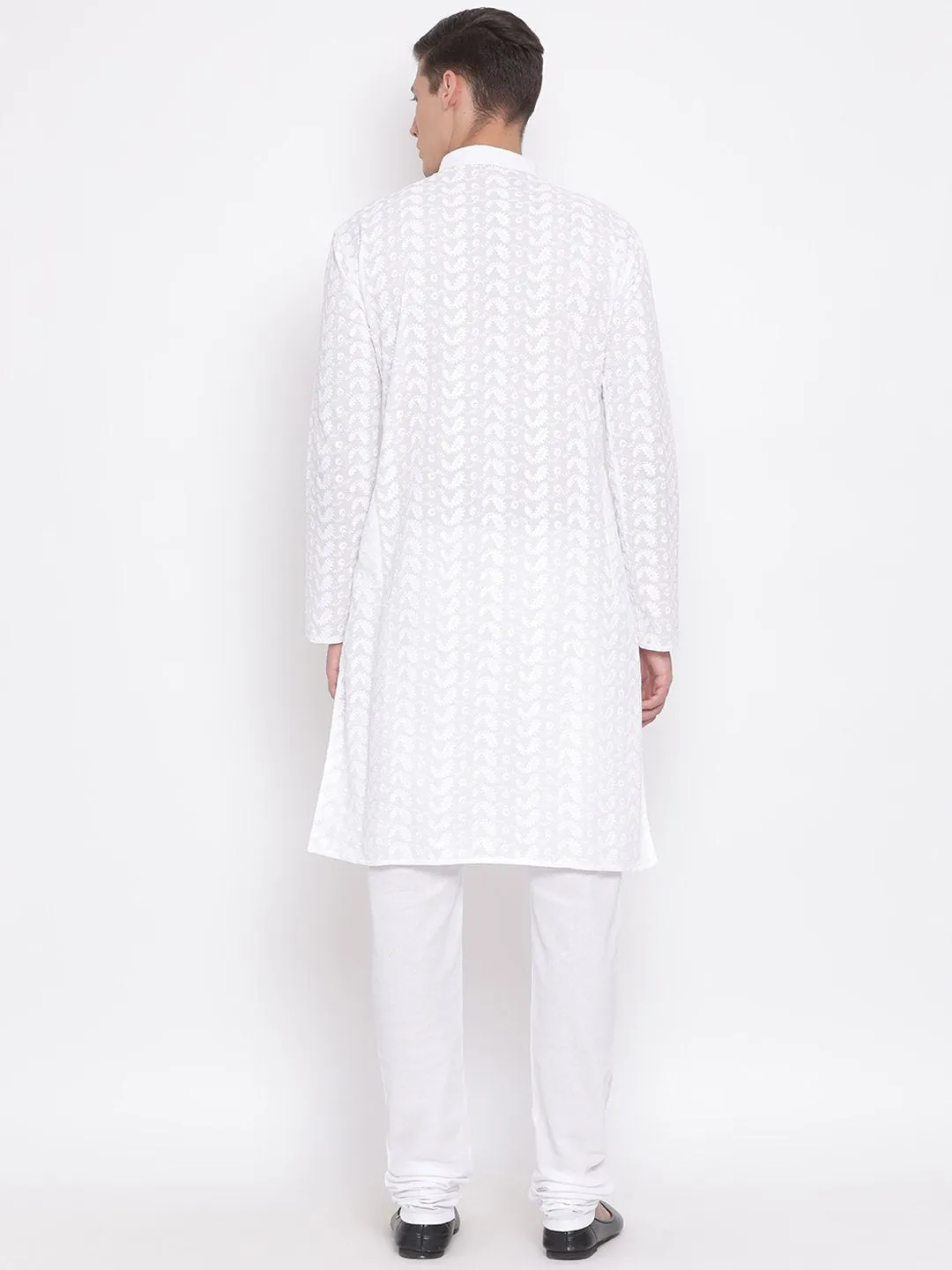 Jashvi Men's White Pure Cotton Kurta Pyjama Set