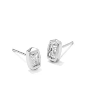 Kendra Scott Fern Crystal Stud Earrings - Silver / White Crystal