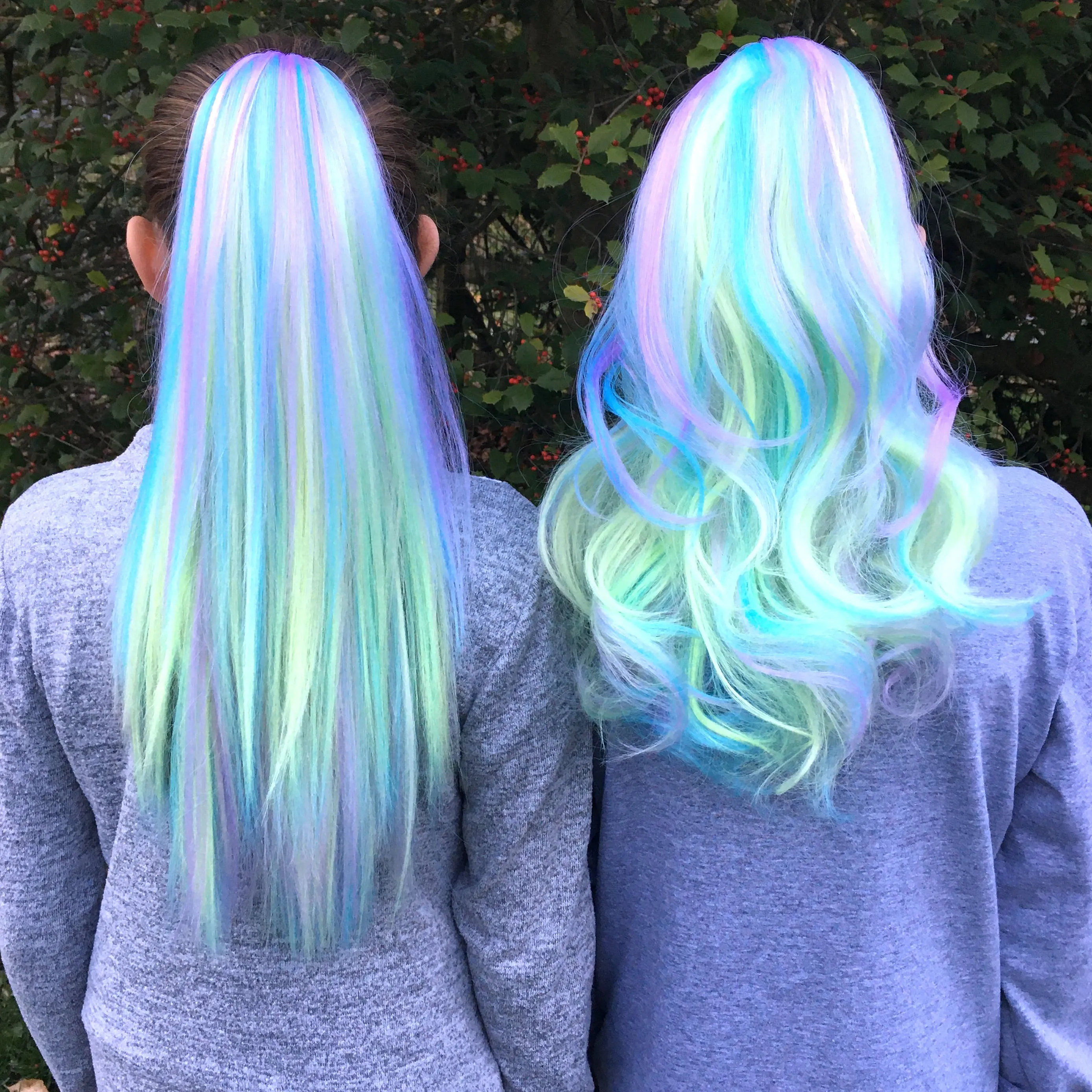 Kids Rainbow Blue, Purple, Yellow & Pink Hair Extension Ponytail