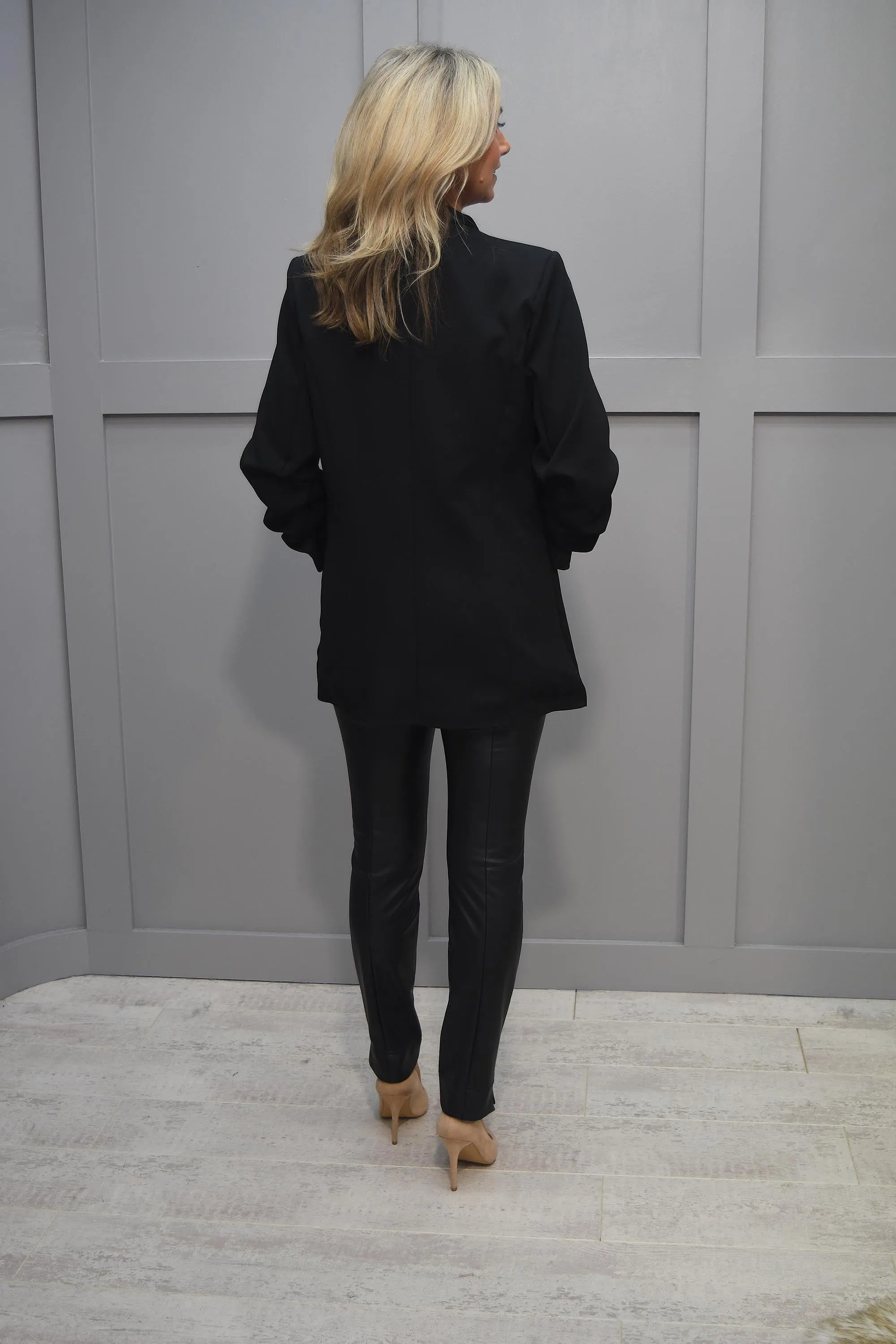 Kyla Black Blazer With Sequin Collar Detail - 25461