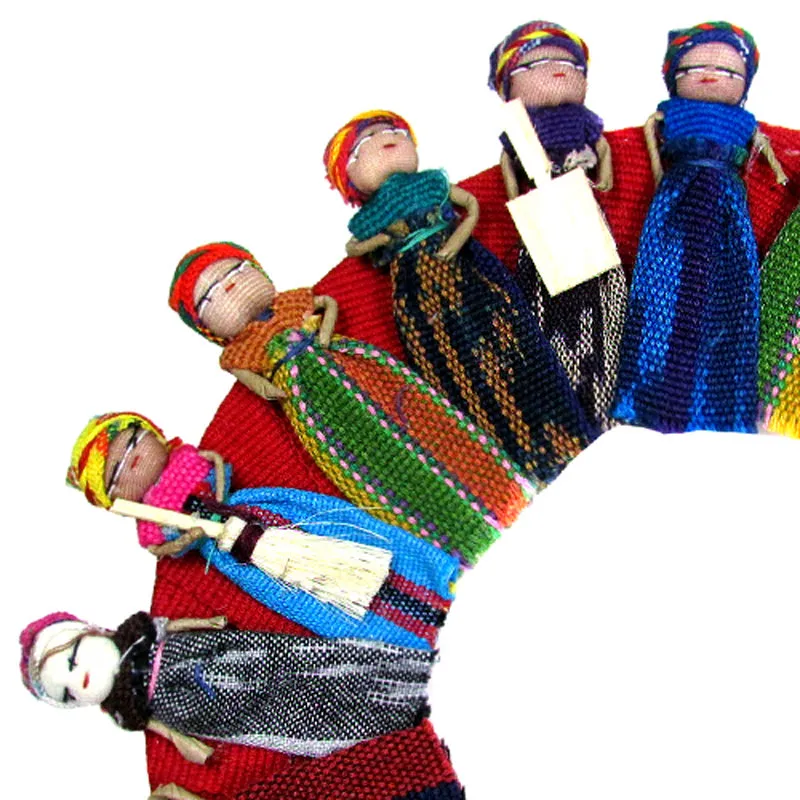 Large Festive Mayan Doll Wreath with Bow 12"