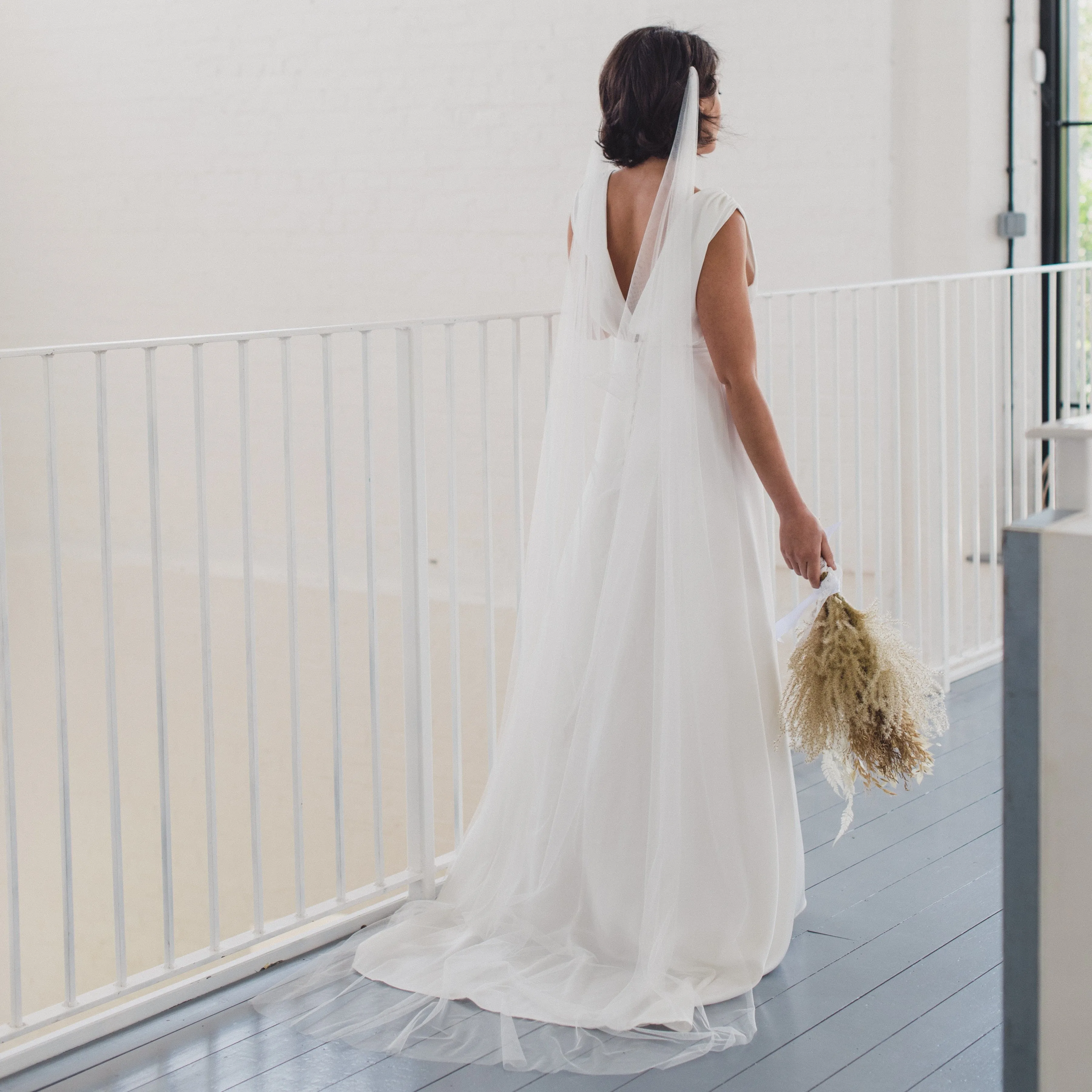 LIBERTY | Soft tulle draped veil (narrow width)