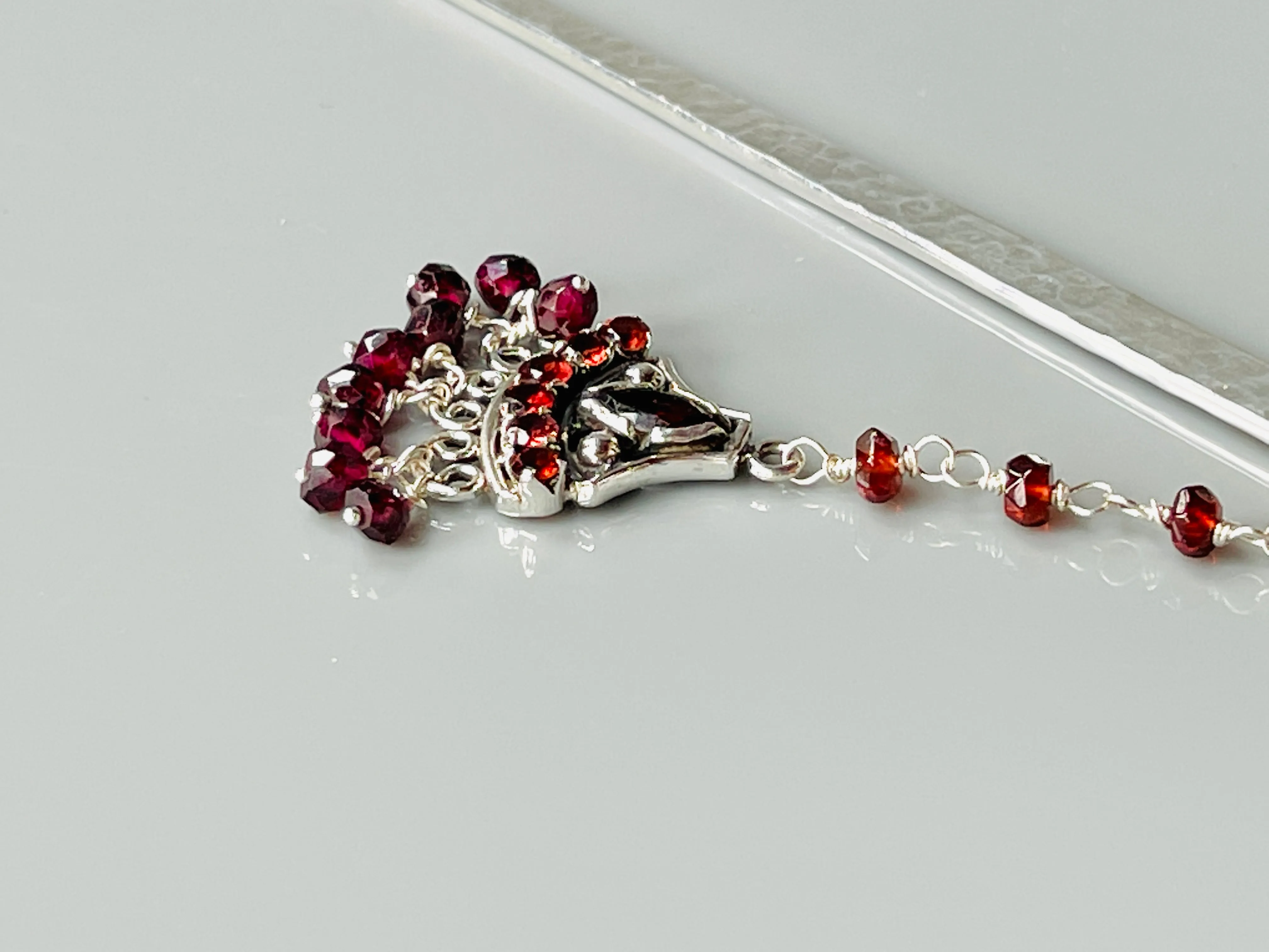 Luxury Sterling Silver Hair Stick Garnet Fine Silver Kanzashi