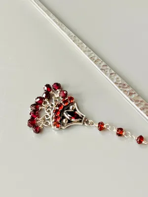 Luxury Sterling Silver Hair Stick Garnet Fine Silver Kanzashi