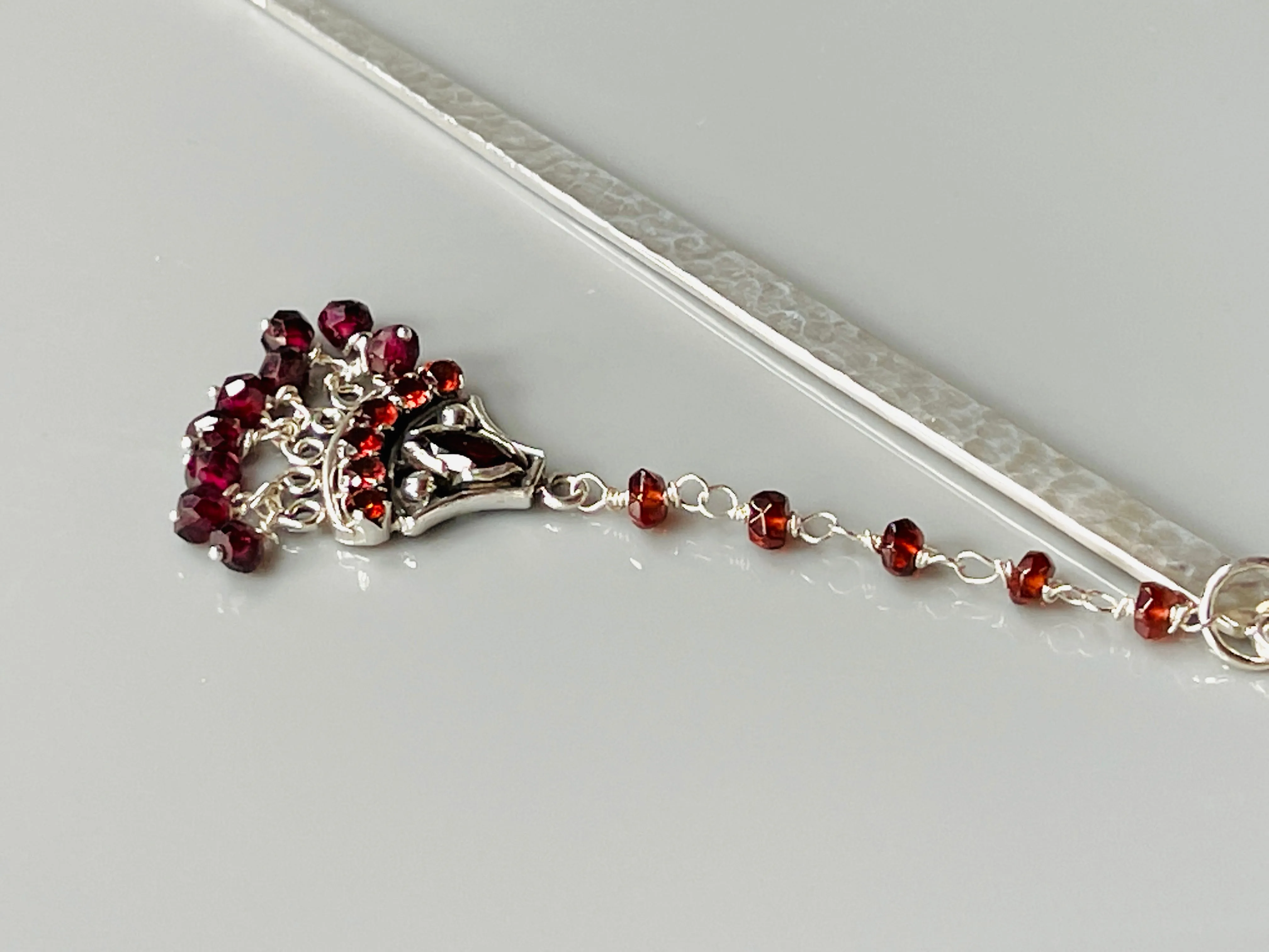 Luxury Sterling Silver Hair Stick Garnet Fine Silver Kanzashi