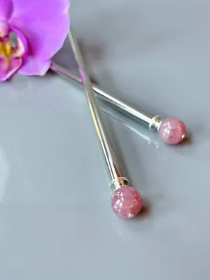 Madagascar Rose Quartz Gemstone Hair Sticks, Elegant Hair Sticks, Gemstone Hair pins