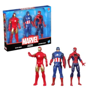 Marvel 6-Inch 3 Pack Set Including Iron Man, Captain America, and Spider-Man Action Figure, Super Hero Toys for Kids, Ages 4 