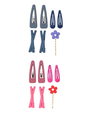 Melbees by Yellow Chimes Hair Clips for Girls Kids Hair Clip Hair Accessories For Girls Cute Characters Pretty Hair Pins for Girls Kids Hair Clips for Baby Girls 14 Pcs Red Blue Alligator Clips