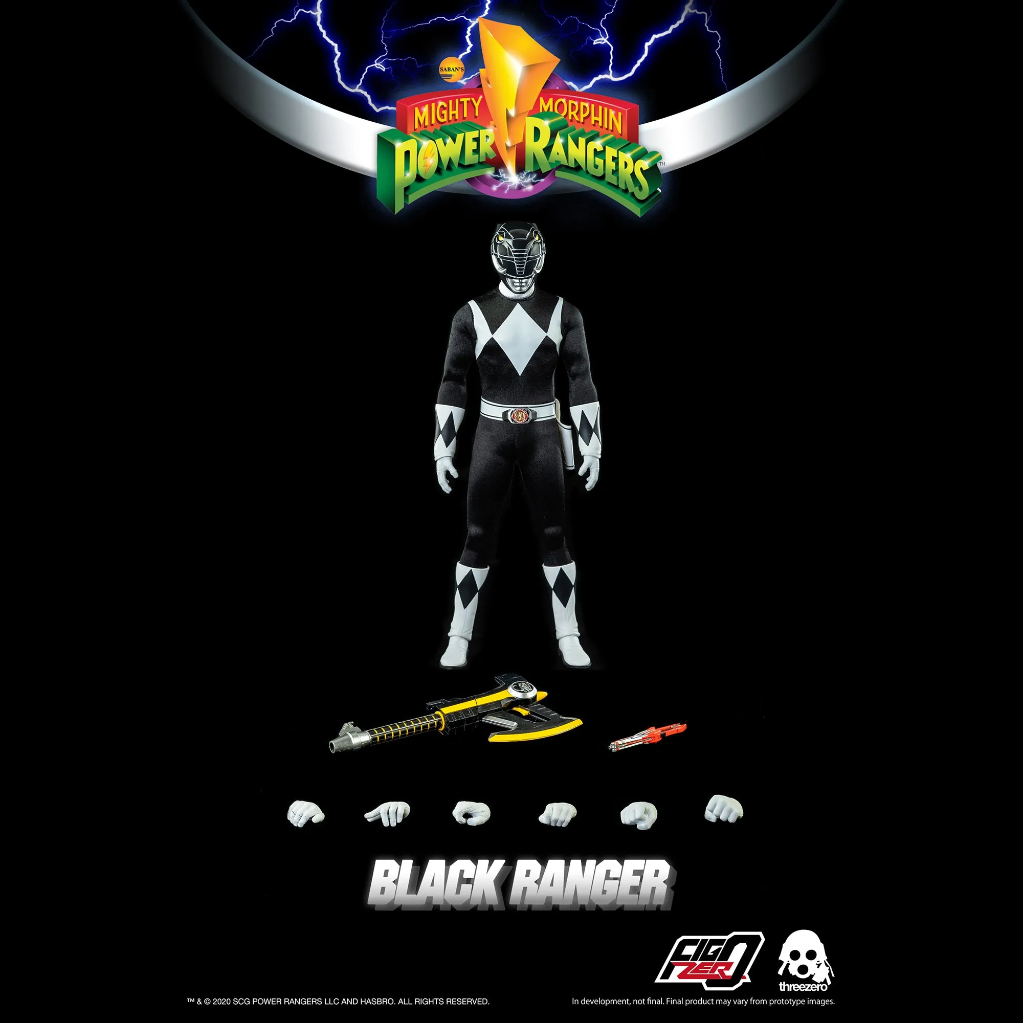 Mighty Morphin Power Rangers Black Ranger Collectible Figure 1/6 Scale By Threezero