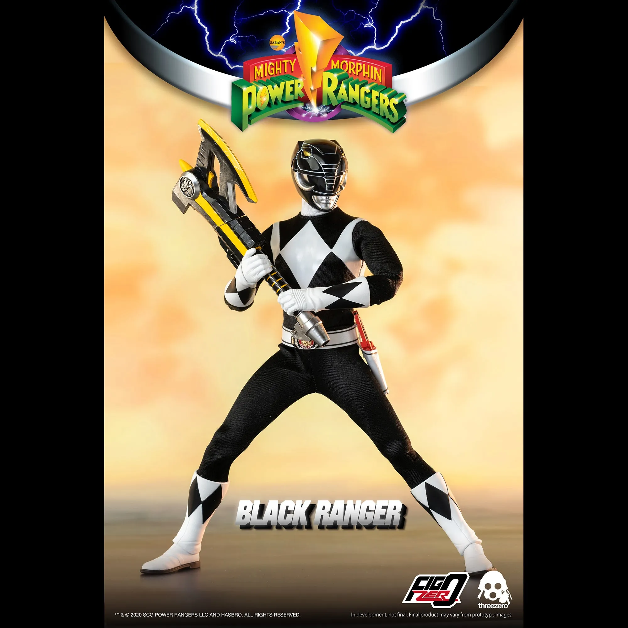 Mighty Morphin Power Rangers Black Ranger Collectible Figure 1/6 Scale By Threezero