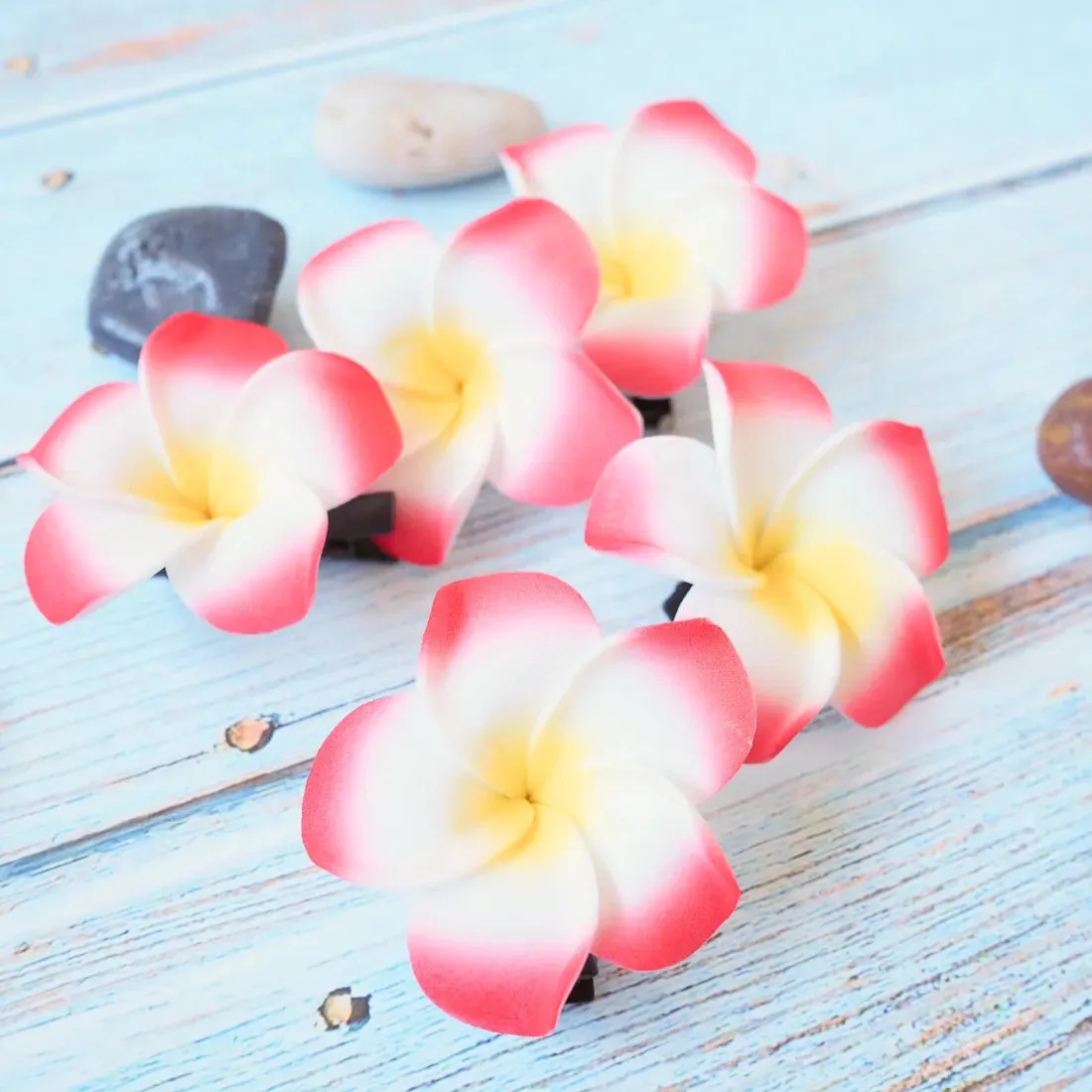 Mini Red Lucky Plumeria Flower Hair Clip