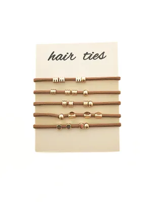 Minimalist Metal Accent Hair Tie Set – 5-Pack