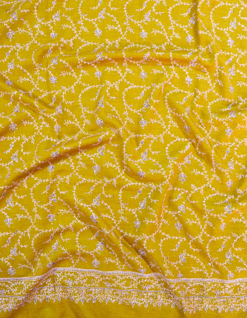 mustard jaali embroidery pashmina shawl 8546