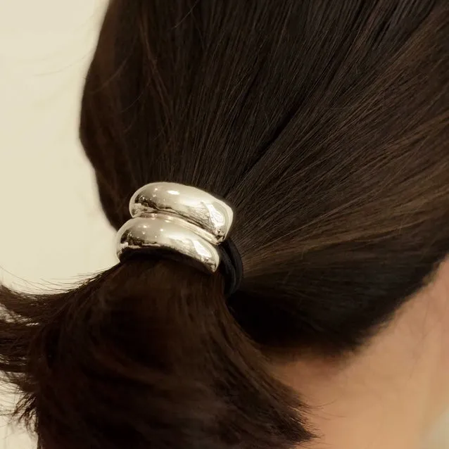 NAR'SHA Mini Double Arch Metal Hair Tie - Silver