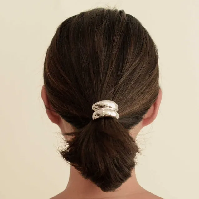 NAR'SHA Mini Double Arch Metal Hair Tie - Silver