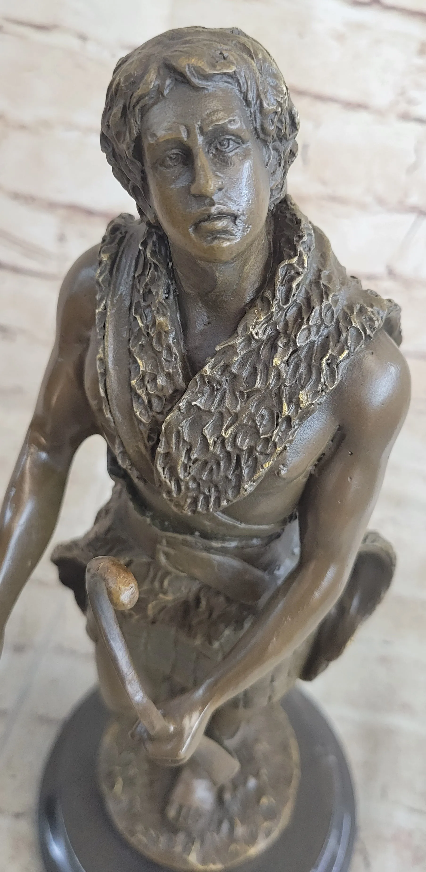 NUDE MUSCULAR YOUNG MAN DRAWING BOW & ARROW - 100% BRONZE STATUE SCULPTURE GIFT