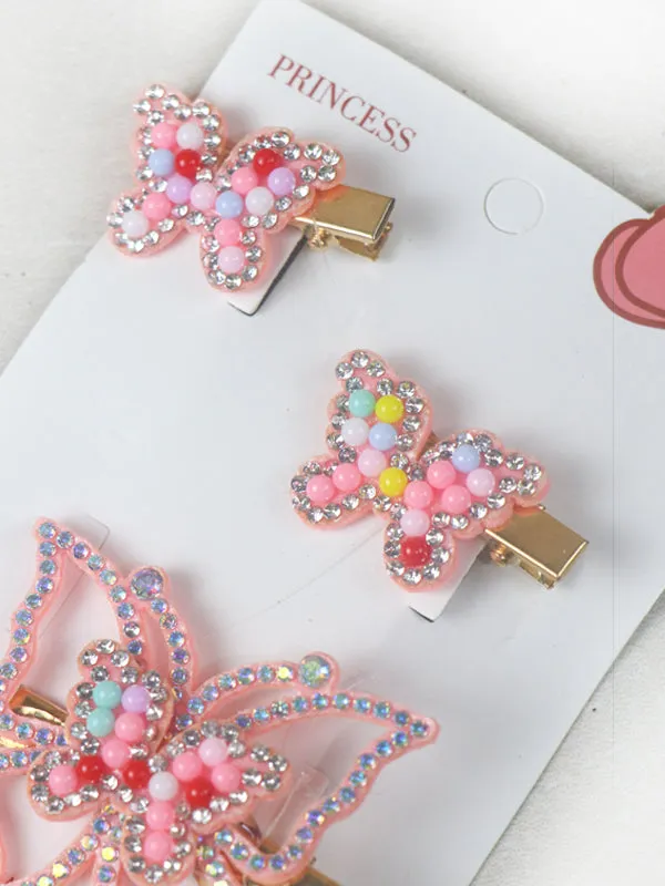 Pack Of 3 Butterfly Pink Hair Clips For Girls GHC47