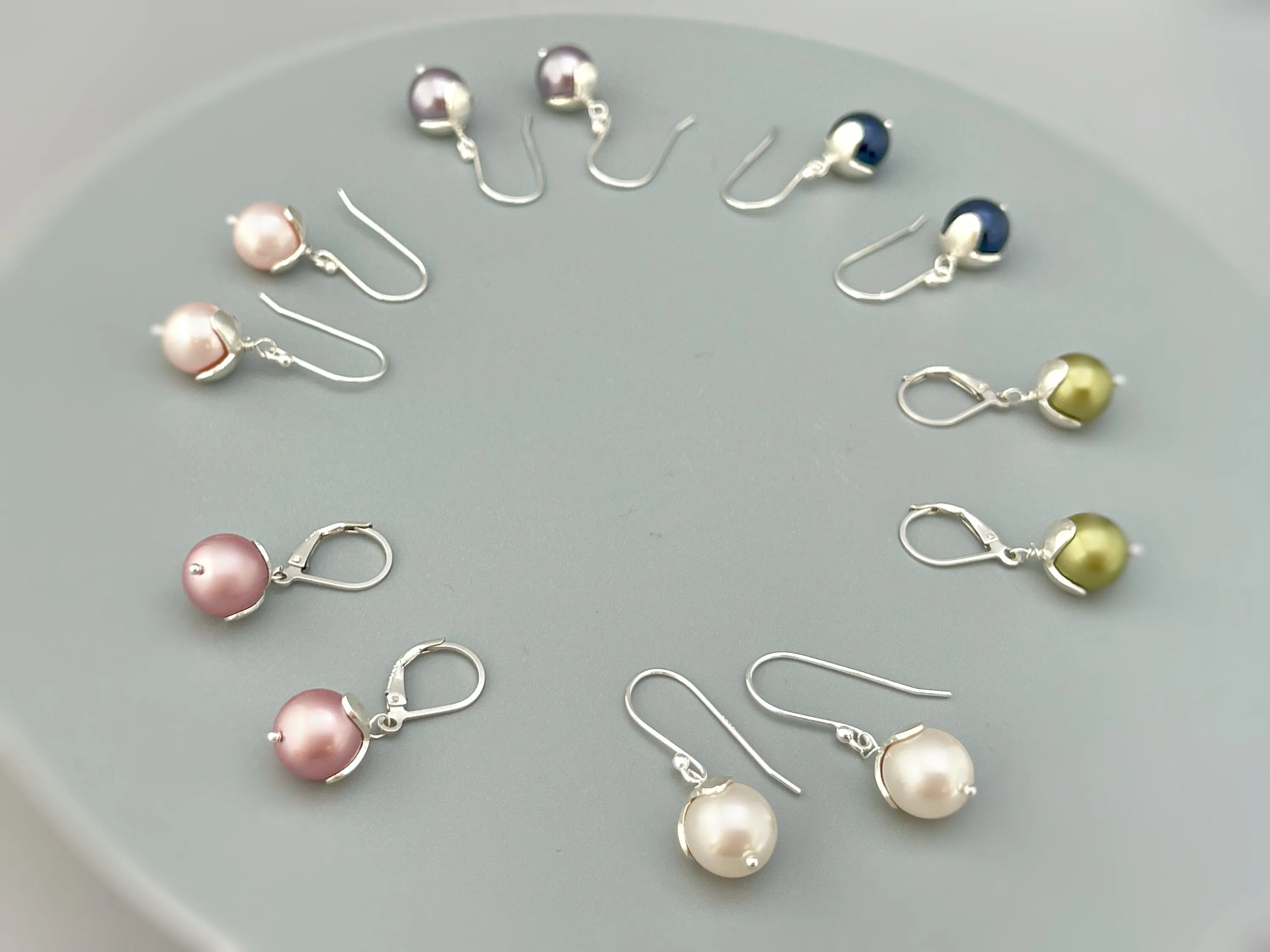 Pea Pod Pearl Earrings Dangle Sterling Silver