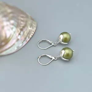 Pea Pod Pearl Earrings Dangle Sterling Silver