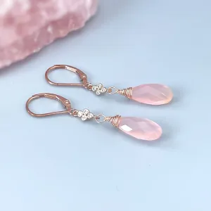 Pink Chalcedony Rose Gold Earrings dangle