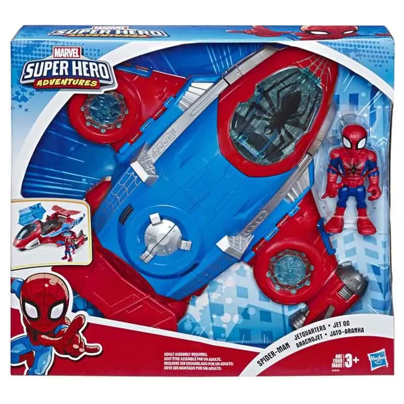 Playskool Heroes Marvel Super Hero Adventures Spider-Man Jetquarters, 5-Inch Action Figure and Vehicle Set