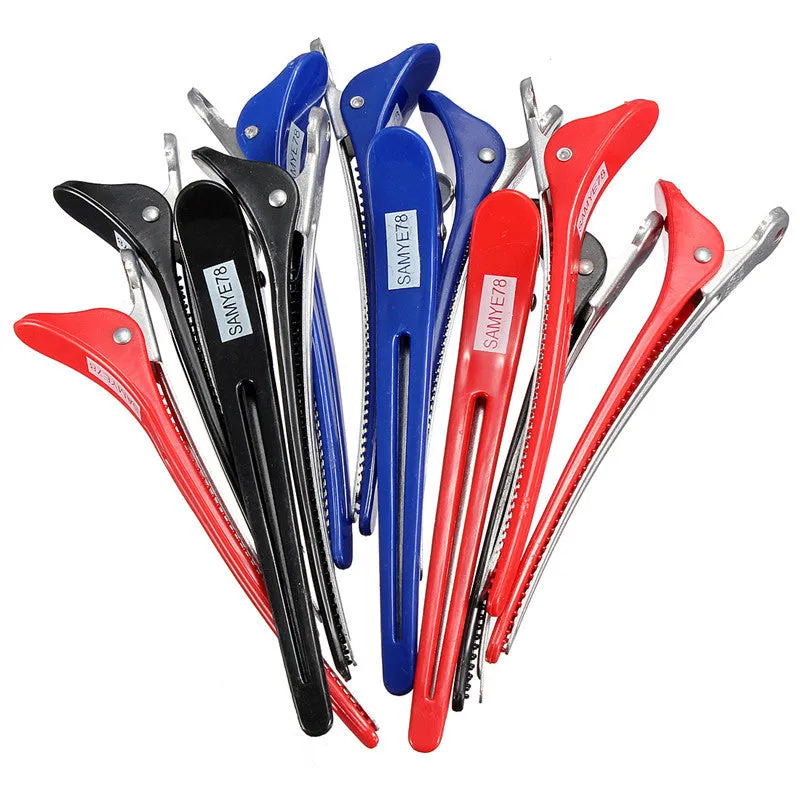 Pro 12PCS/Pack Aluminum Metal Professional Hairdressing Salon Section Hair Grip Clips Styling Tools