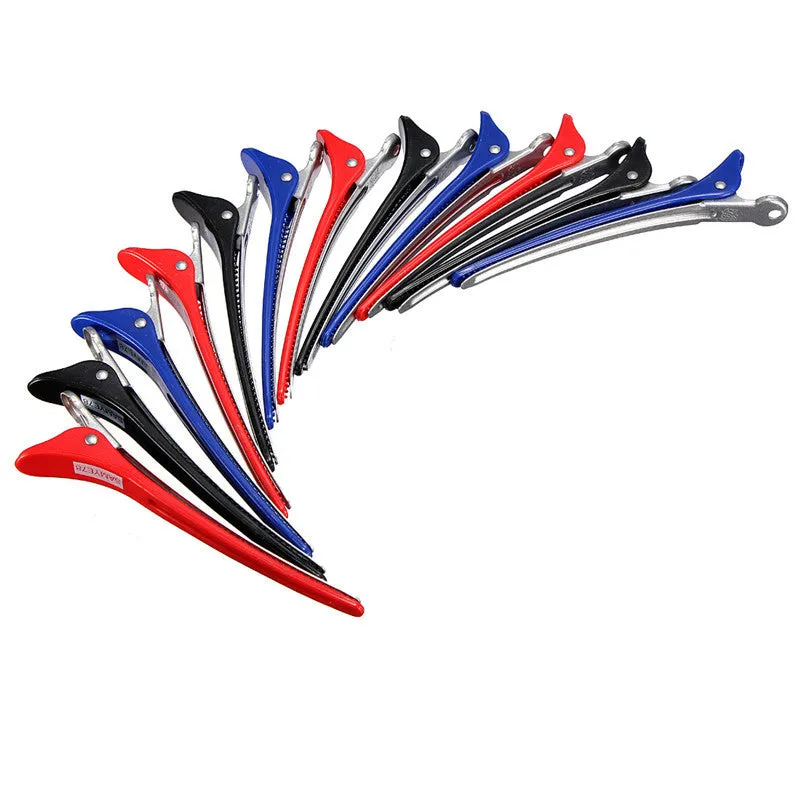 Pro 12PCS/Pack Aluminum Metal Professional Hairdressing Salon Section Hair Grip Clips Styling Tools