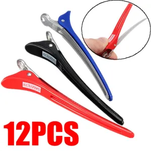 Pro 12PCS/Pack Aluminum Metal Professional Hairdressing Salon Section Hair Grip Clips Styling Tools