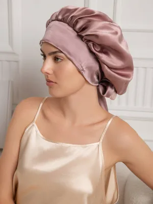 Pure Silk Casual Nightcap with Long Ribbons (Two-tone and Double-sided)