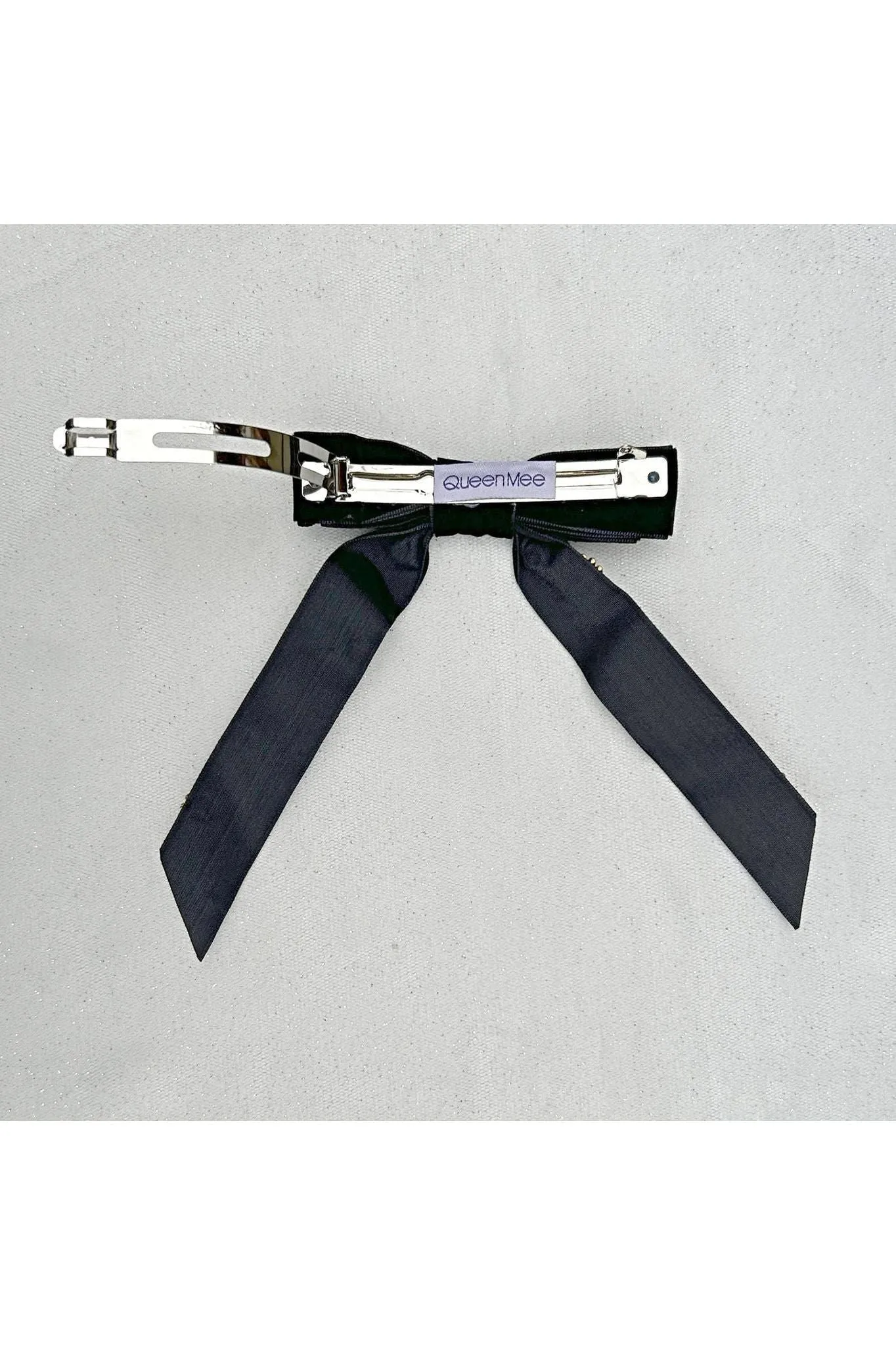 QueenMee Accessories Black Velvet Bow Hair Clip With Jewels