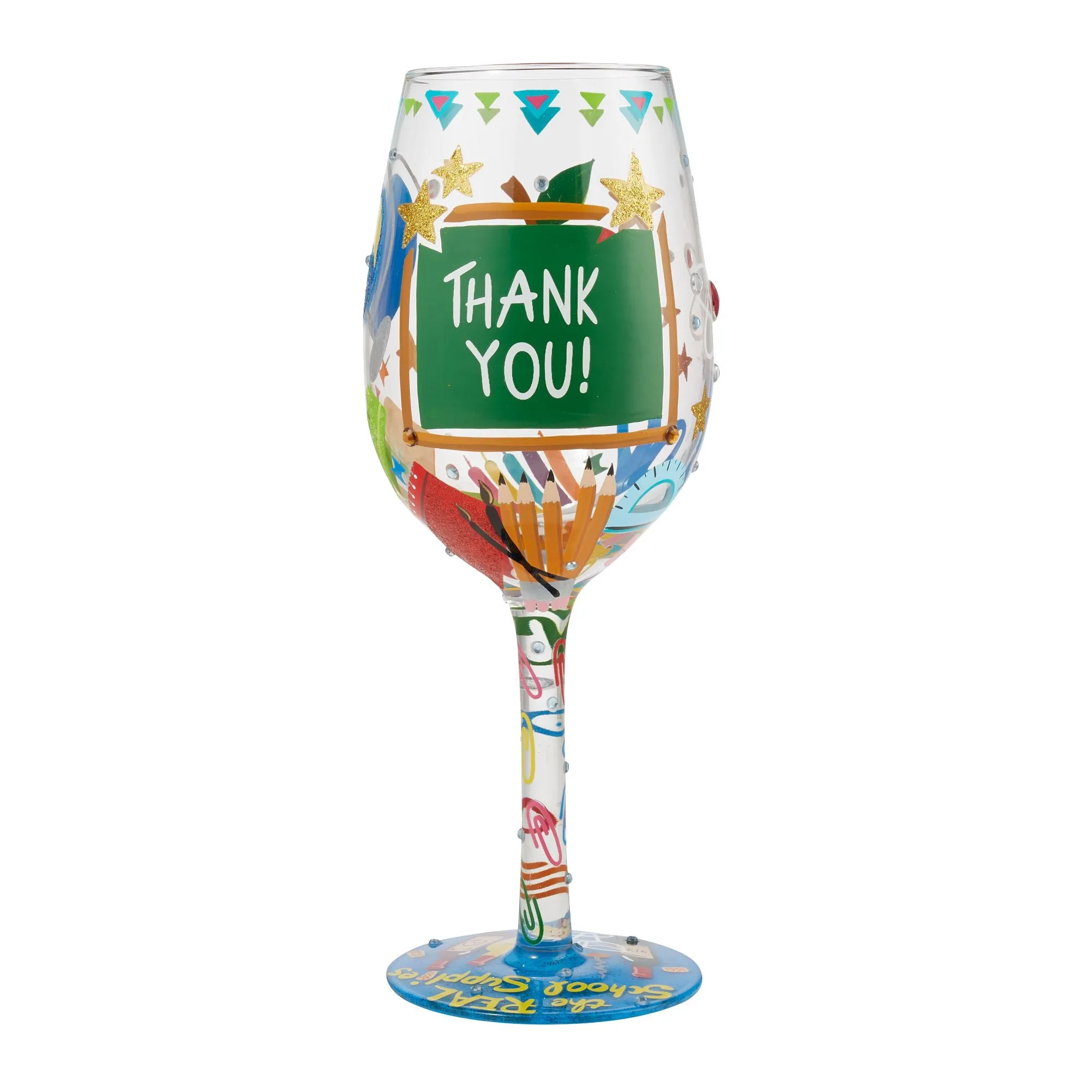 "Super Teacher" Hand-Painted Artisan Wine Glass, 15 oz.