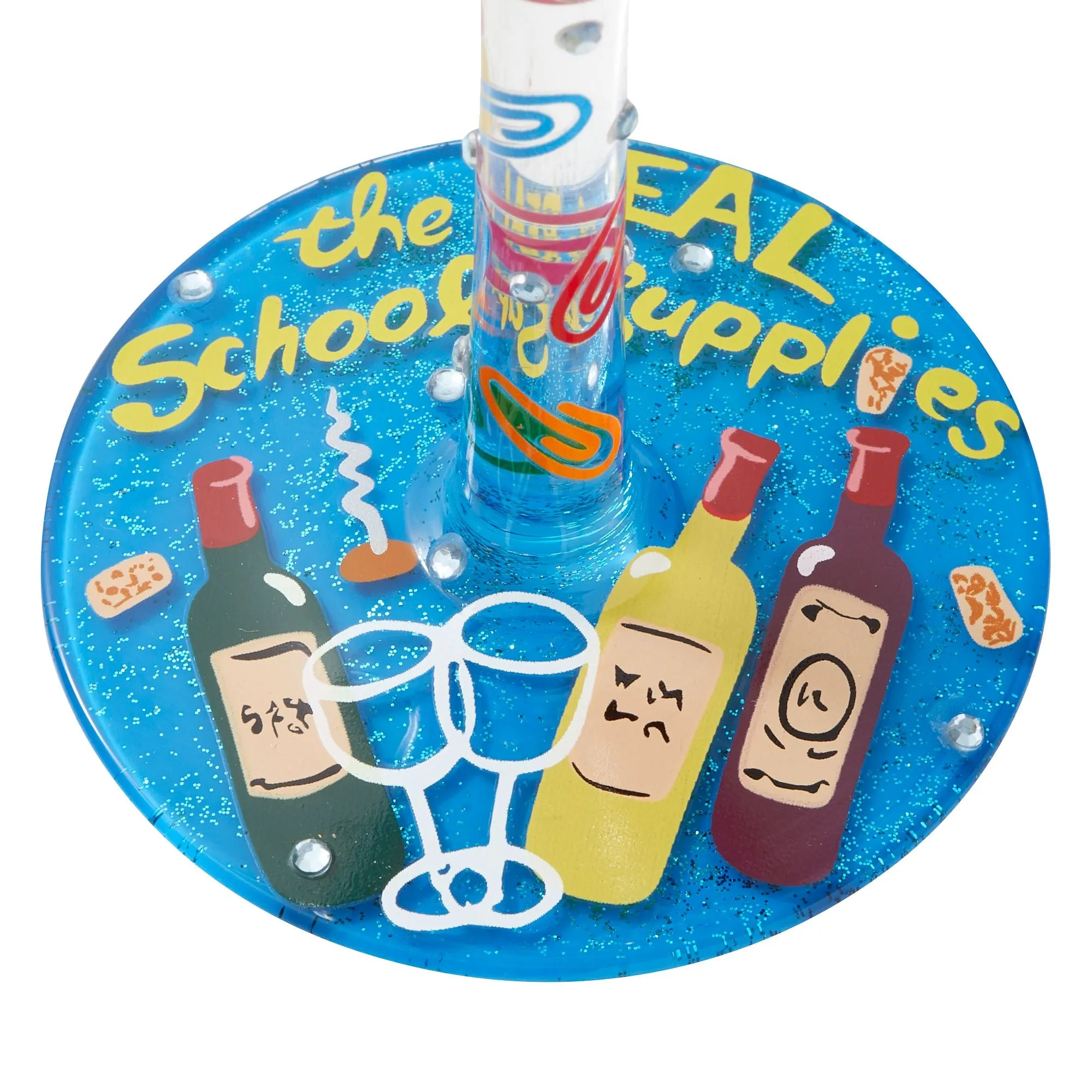 "Super Teacher" Hand-Painted Artisan Wine Glass, 15 oz.