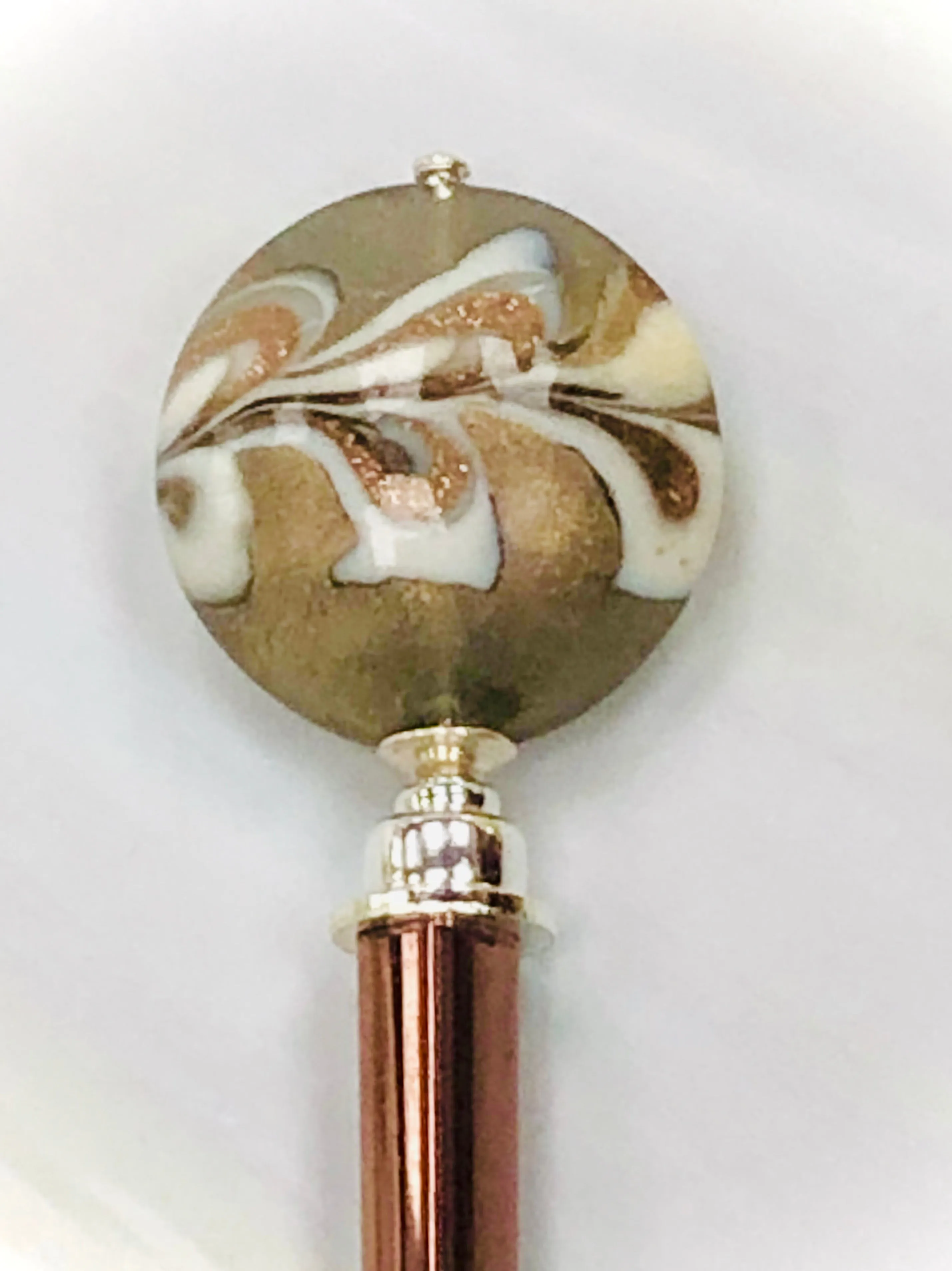 Rose Gold Venetian Art glass hair stick, hand made hair stick, shawl pin, sweater pin,