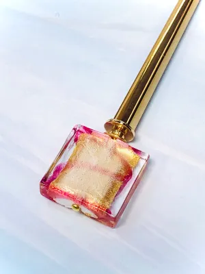 Rose Pink Venetian 24k gold Art glass hair stick, hand made hair stick, shawl pin, sweater pin,
