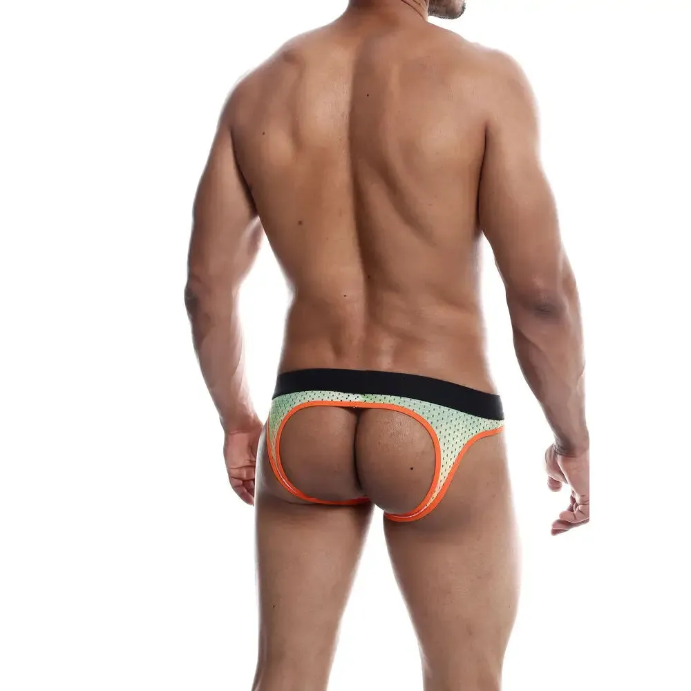 Sexy Male Orange Open-back Jockstrap with Elastic Waistline